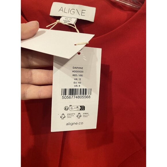 ALIGNE Daphne Blazer Womens 8 Red Collarless Open Front Tie Back A0001031 - Picture 5 of 6